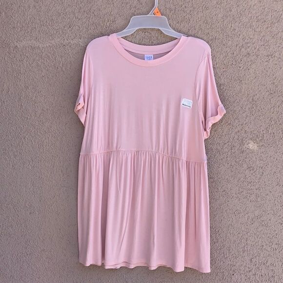 Time And Tru Maternity Baby Doll Pink Short Sleeve Boat Neck Top Medium 8-10 NEW - Picture 1 of 6